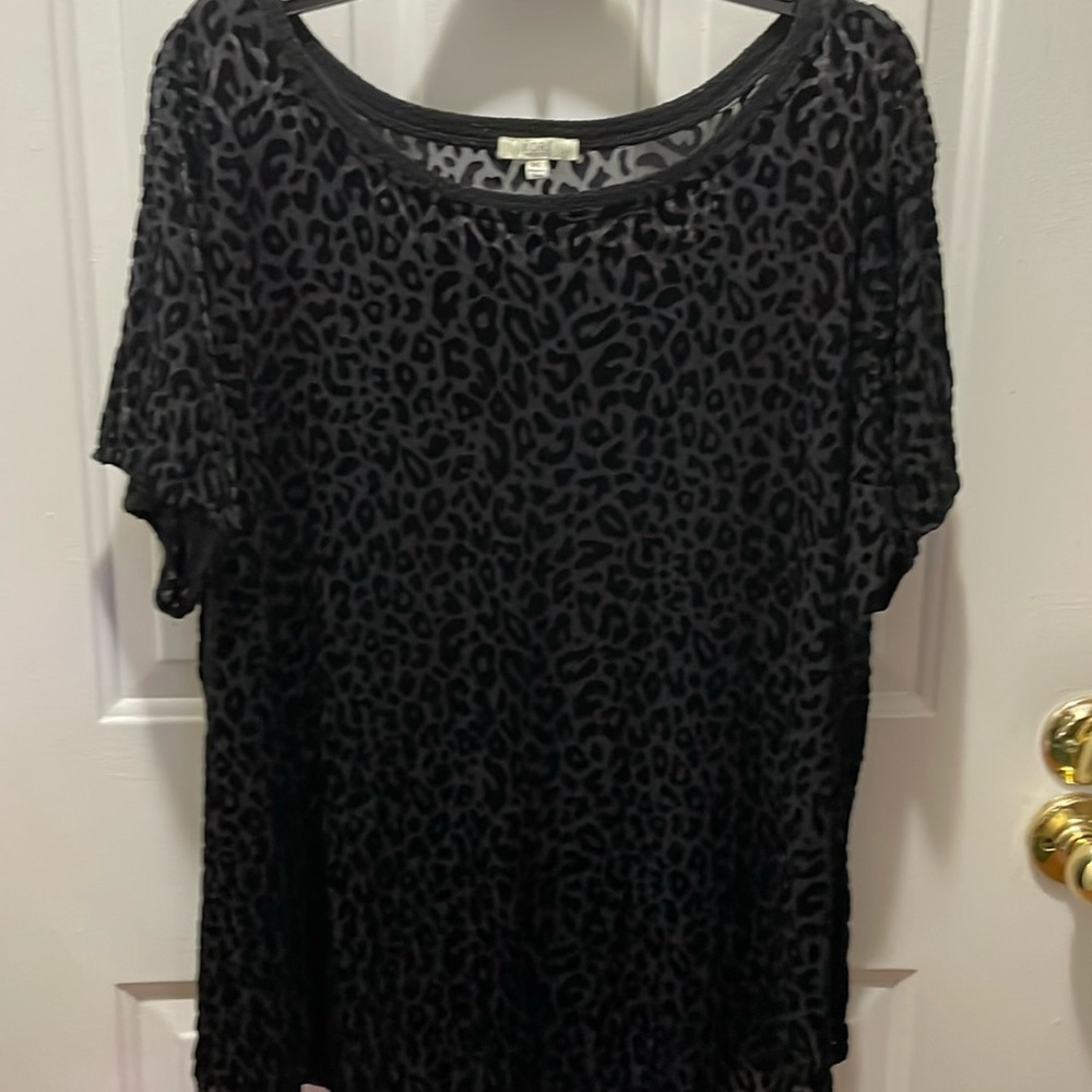 Velvet and sheer animal print blouse